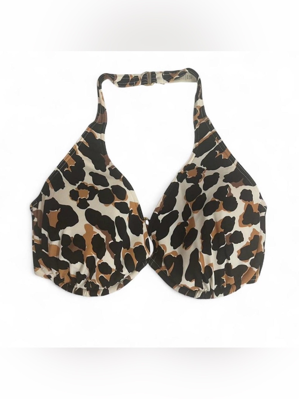 Victoria’s Secret Animal Print Underwire Halter Plunge Neckline Swim Top 34DD